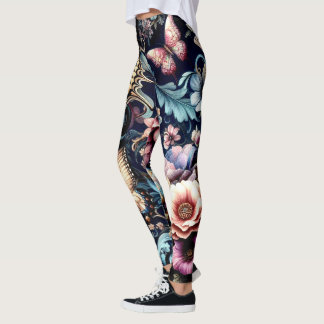 Antique Spring Flowers and Butterflies  Leggings