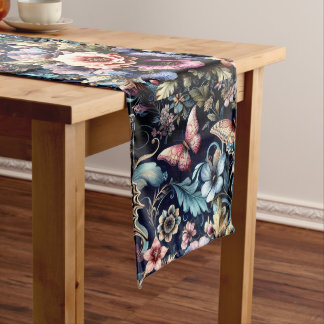 Antique Spring Flowers and Butterflies Long Table Runner