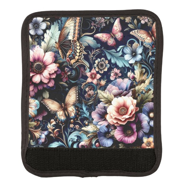 Antique Spring Flowers and Butterflies  Luggage Handle Wrap (Front)