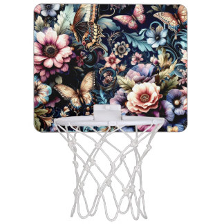 Antique Spring Flowers and Butterflies  Mini Basketball Hoop