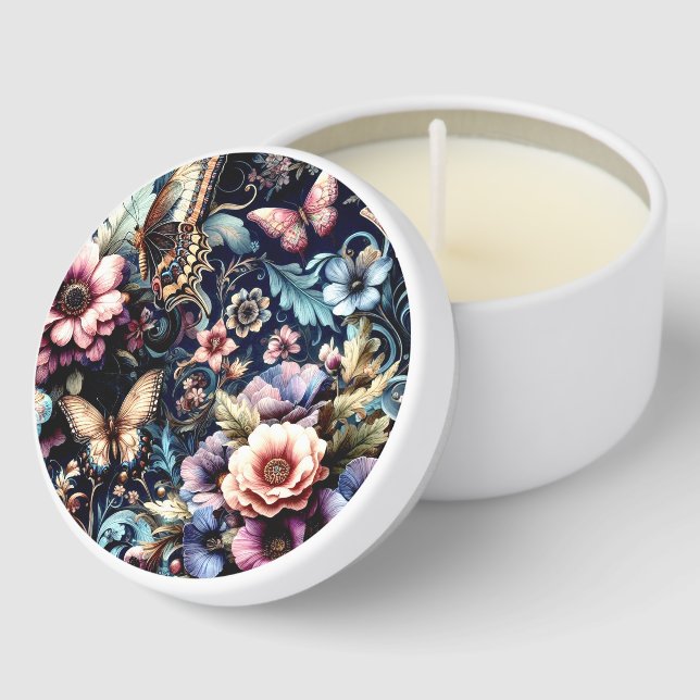 Antique Spring Flowers and Butterflies  Mini Candle Favors (Corner)
