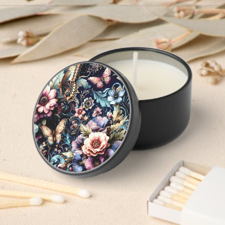 Antique Spring Flowers and Butterflies  Mini Candle Favors
