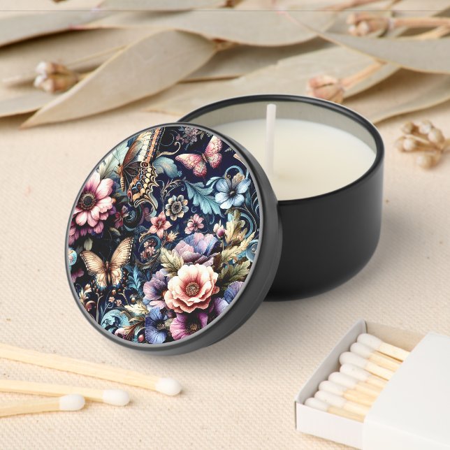 Antique Spring Flowers and Butterflies  Mini Candle Favors (Insitu)