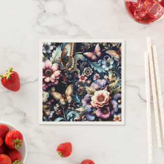 Antique Spring Flowers and Butterflies  Napkins