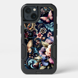 Antique Spring Flowers and Butterflies iPhone 13 Case