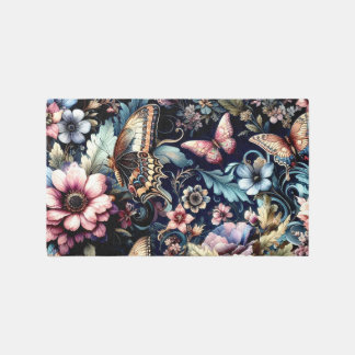 Antique Spring Flowers and Butterflies  Outdoor Rug