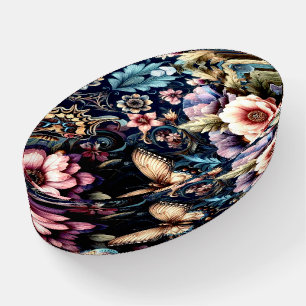 Antique Spring Flowers and Butterflies Paperweight