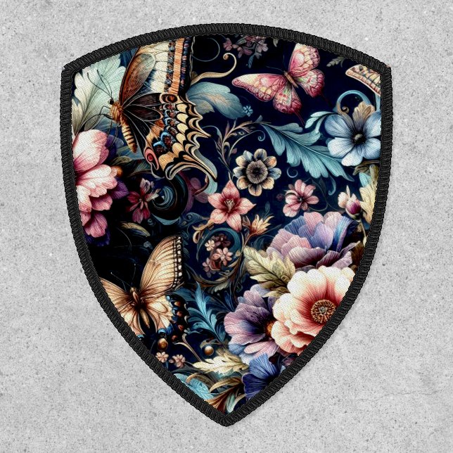 Antique Spring Flowers and Butterflies  Patch (Front)