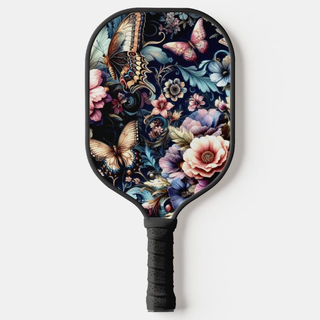 Antique Spring Flowers and Butterflies  Pickleball Paddle (Front)