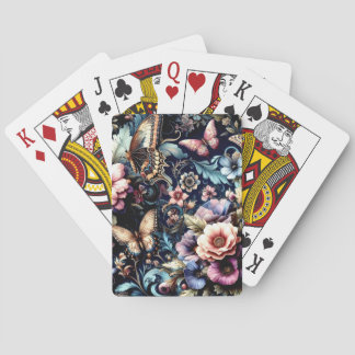 Antique Spring Flowers and Butterflies  Poker Cards