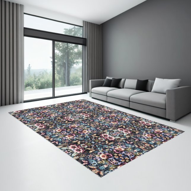 Antique Spring Flowers and Butterflies  Rug (Insitu (Indoor 3))