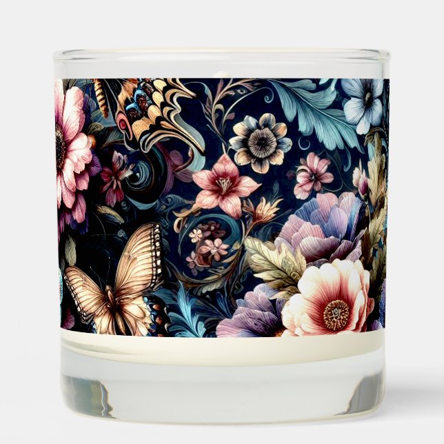 Antique Spring Flowers and Butterflies  Scented Candle (Front)