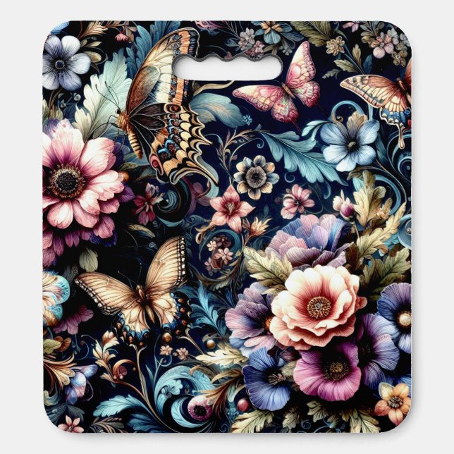 Antique Spring Flowers and Butterflies  Seat Cushion (Front Vertical)