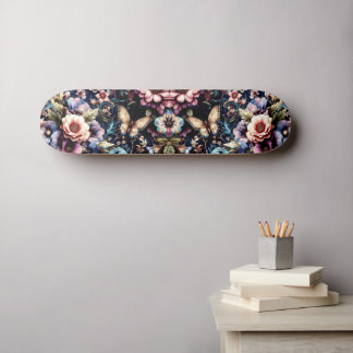 Antique Spring Flowers and Butterflies  Skateboard