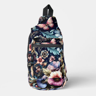 Antique Spring Flowers and Butterflies  Sling Bag