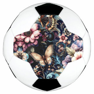 Antique Spring Flowers and Butterflies  Soccer Ball