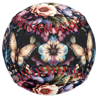 Antique Spring Flowers and Butterflies  Softball