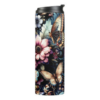 Antique Spring Flowers and Butterflies Thermal Tumbler