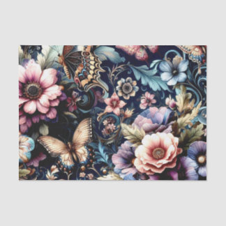 Antique Spring Flowers and Butterflies  Tissue Paper