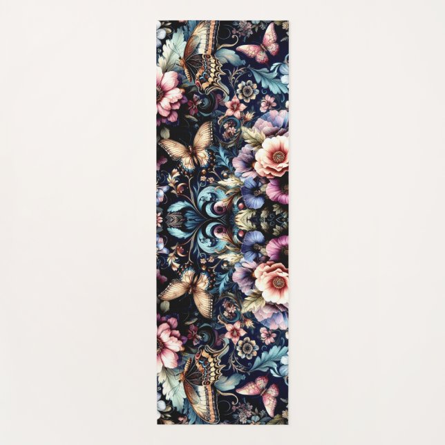 Antique Spring Flowers and Butterflies  Yoga Mat (Front)
