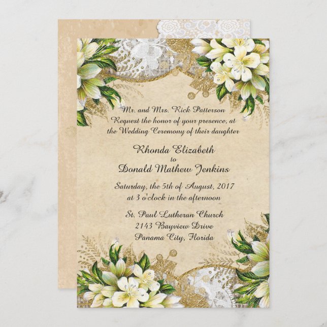 Antique Spring Wedding Invitation (Front/Back)