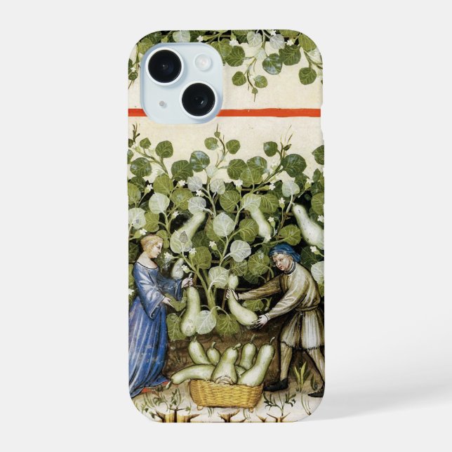 ANTIQUE SQUASH  HARVEST Squashes Medieval Art iPhone 15 Case (Back)