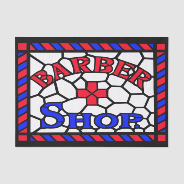 Antique Stained Glass Barbershop Sign Tissue Paper (Front)