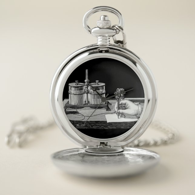Antique Steampunk Writer Edison Pocket Watch (Inside)