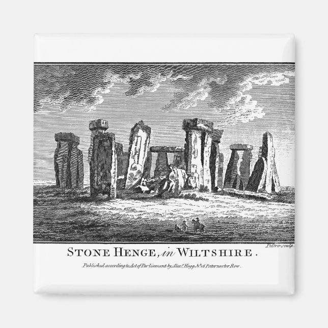 Antique Stonehenge woodcut Stone Circle Engraving Magnet (Front)