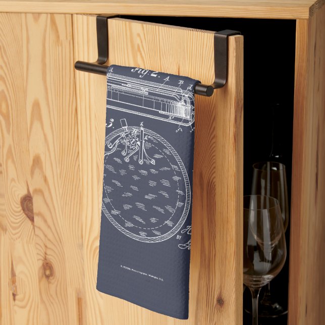 Antique Stopwatch, 1889 Patent Drawing Kitchen Towel (Thirds Fold)