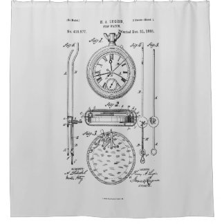 Antique Stopwatch, 1889 Patent Drawing Shower Curtain