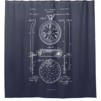 Antique Stopwatch, 1889 Patent Drawing Shower Curtain