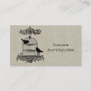 Antique Store Shop Vintage Old Cage Bird Brown Business Card