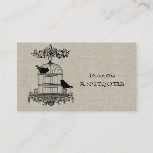 Antique Store Shop Vintage Old Cage Bird Brown Business Card