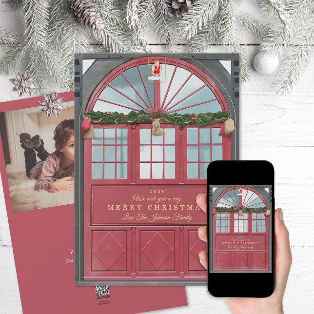 Antique Storefront Illustration Holiday Card (Creator Uploaded)