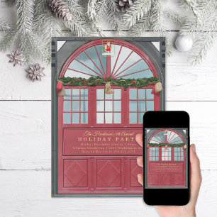 Antique Storefront Illustration Holiday Party Invitation