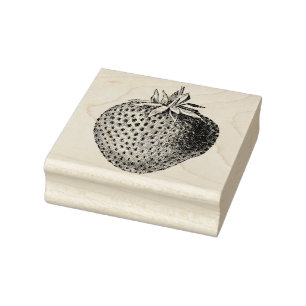 Antique Strawberry Botanical Rubber Stamp