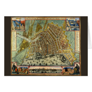 Antique Street Map of Amsterdam, Netherlands