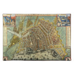 Antique Street Map of Amsterdam, Netherlands Cloth Placemat