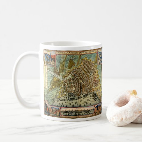 Antique Street Map of Amsterdam Netherlands Coffee Mug