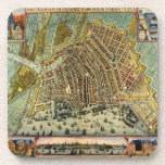 Antique Street Map of Amsterdam, Netherlands Drink Coaster