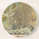 Antique Street Map of Amsterdam, Netherlands Drink Coaster