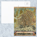 Antique Street Map of Amsterdam, Netherlands Postcard