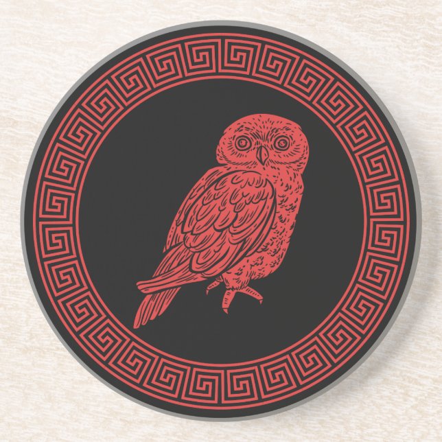 Antique Style Ancient Greek Owl Coaster (Front)