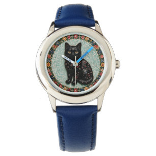 Antique Style Black Cat Mosaic Watch