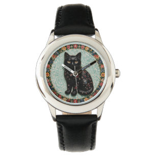 Antique Style Black Cat Mosaic Watch