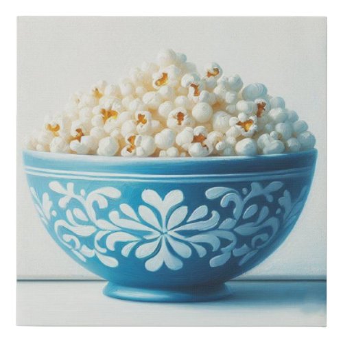 Antique style bowl with popcorn wall art on canvas