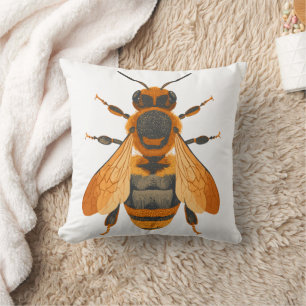 Antique Style Bumble Bee – Vintage Inspired Throw Pillow