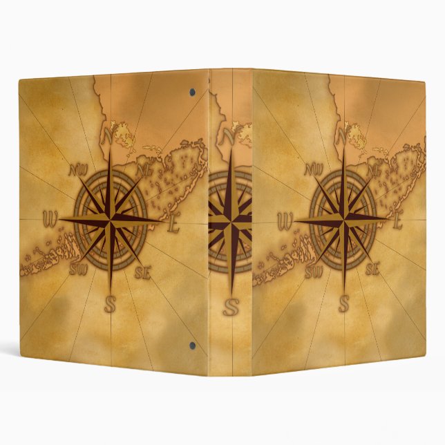 Antique Style Compass Rose 3 Ring Binder (Background)