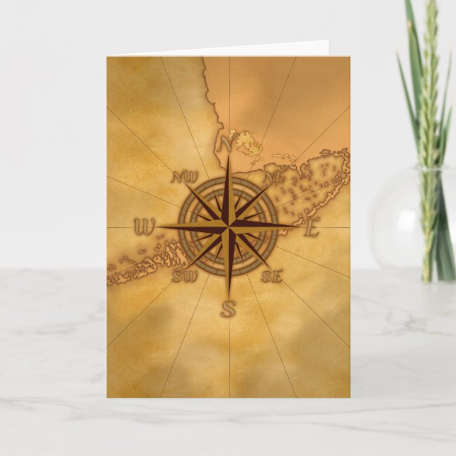Antique Style Compass Rose Card (Front)